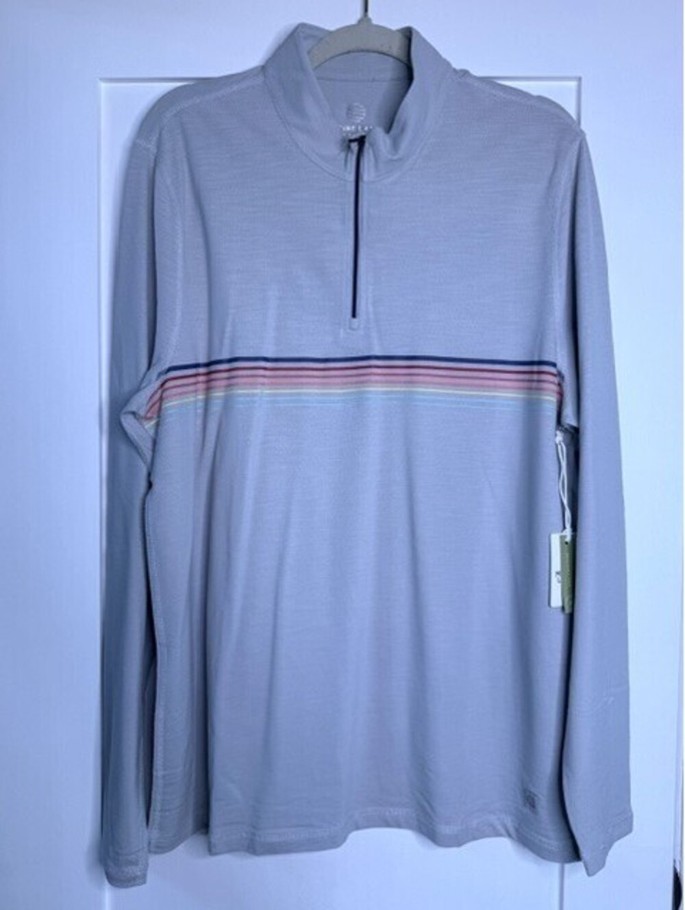 Marine Layer Midweight Air Quarter Zip High Rise Stripe Men's Large NWT $108